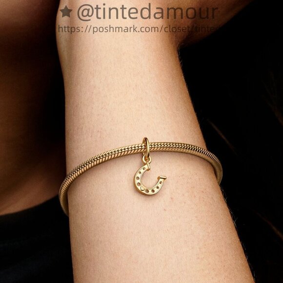 Pandora Lucky Horseshoe Dangle Charm|Gold - Picture 2 of 2